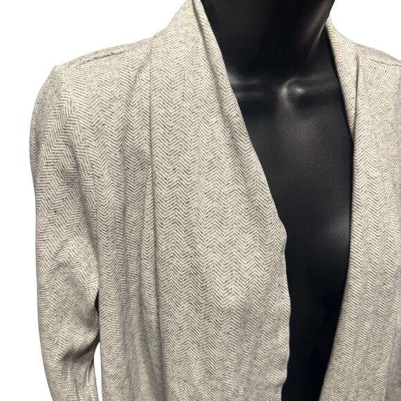 Eileen Fisher Herringbone Organic Cotton Longline Open Front Jacket Cardigan M - Picture 6 of 11